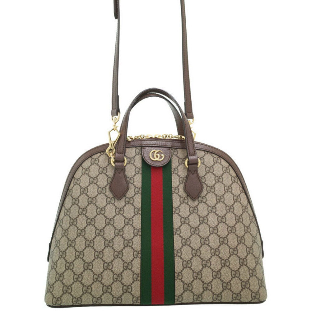 Gucci Ophidia top handle bag beige ebony GG Supreme brown leather Web